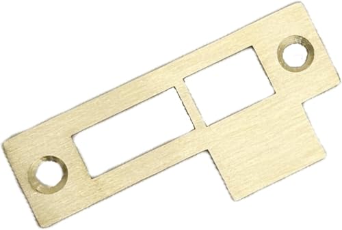 3-1/2" Solid Brass Mortise Door Strike Plate, Brushed Brass Finish, Double Countersunk Design, Latch Strike Keeper Replacement with Stainless Steel Screws, Model 312AB