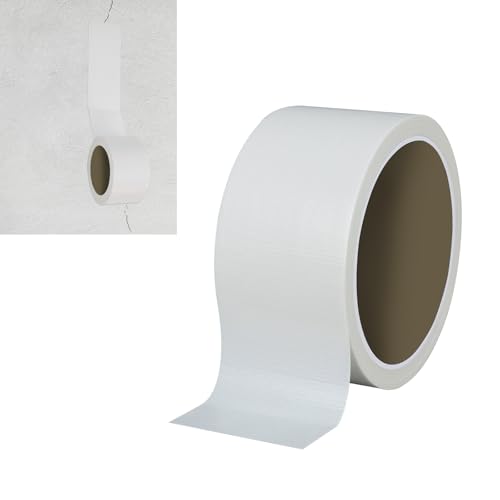 SnowTing Self Adhesive Stress Crack Tape, 65.6 ft x 2.4 Inch White High Adhesion Cuttable Drywall Joint Tape Patch for Repair Wall Crack Repair Tool