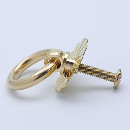 Geesatis 6 Pcs Brass Ring Pulls Handles,Antique Pulls Cabinet Knobs,Drawer pulls Closet Cupboard Door Decorative Handles - style: C