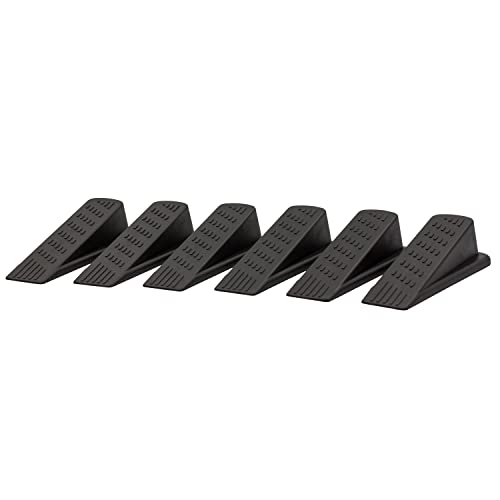 Door Wedge Stopper - 6 Pack (Black) - Classic Style - Rubber - Floor Mount - Doorstop - color: Black, size: 6 Pack