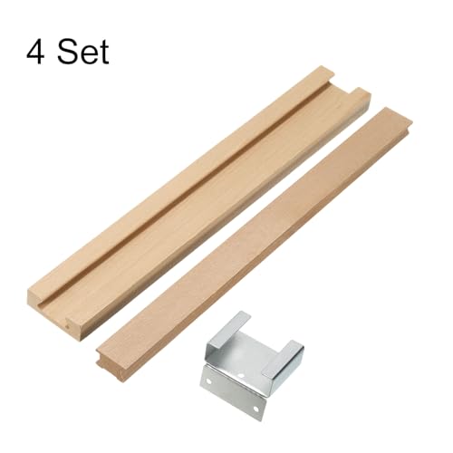 uxcell 4 Set Wooden Drawer Slides, 15-3/4 (40 CM) Classic Wood Center Guide Track with Metal Slide Glide Bracket, Wood Drawer Glides Bottom Rails Replacement Kit - size: 15-3/4
