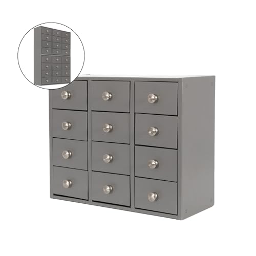 Heavy Duty 12-Drawer Metal Parts Cabinet,Corrosion-Resistant Bolt Nut Organizer for Workshop Garage Office,Modular&Stackable Design, No Assembly