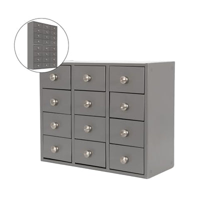 Heavy Duty 12-Drawer Metal Parts Cabinet,Corrosion-Resistant Bolt Nut Organizer for Workshop Garage Office,Modular&Stackable Design, No Assembly