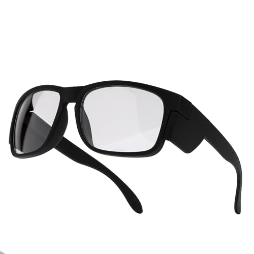 Z87Anti-Fog Photochromic Blue Light Blocking Safety GlassesUV400 Impact Resistant Protective Eyewear, for Men Women - color: Full Matte Black