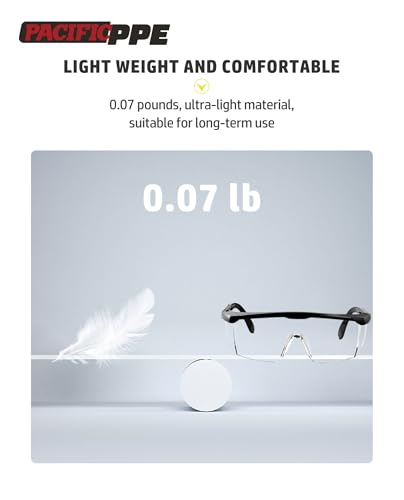 PACIFIC PPE 2 Pack Safety Glasses for Men and Women, ANSI Z87 Safety Goggles with Scratch Resistant Clear Wraparound Lenses, Adjustable Lab Goggles, UV Protection Lab Glasses