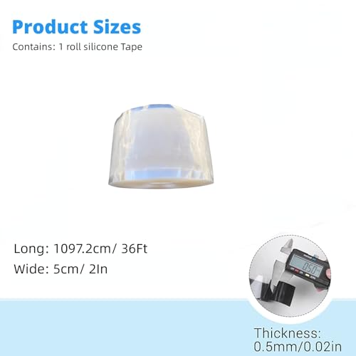 Silicone Rubber Tape, Clear 2-Inch x 36-Feet, Adhesive Tape for Plumbing, Waterproof, Heat Resistant, Self-Fusing, Electrically Insulating, Hand Tool Grip - color: Clear, size: 2-Inch x 36-Feet