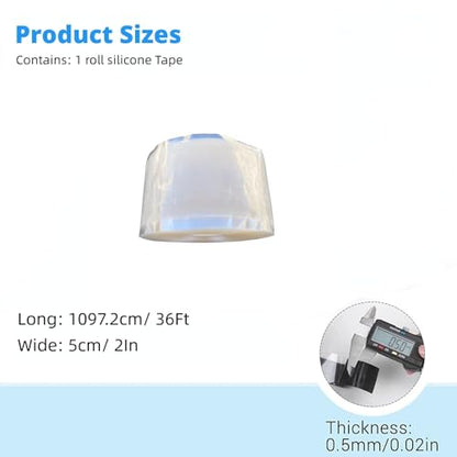 Silicone Rubber Tape, Clear 2-Inch x 36-Feet, Adhesive Tape for Plumbing, Waterproof, Heat Resistant, Self-Fusing, Electrically Insulating, Hand Tool Grip - color: Clear, size: 2-Inch x 36-Feet