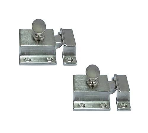 QCAA Traditional Large Oval Turn Cabinet Latch, Solid Brass, 2", for Cupboard & Other Furniture, Brushed Satin Nickel, 2 Pack, Made in Taiwan - color: Brushed Satin Nickel, size: 2 Pack