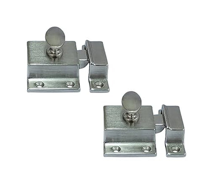 QCAA Traditional Large Oval Turn Cabinet Latch, Solid Brass, 2", for Cupboard & Other Furniture, Brushed Satin Nickel, 2 Pack, Made in Taiwan - color: Brushed Satin Nickel, size: 2 Pack