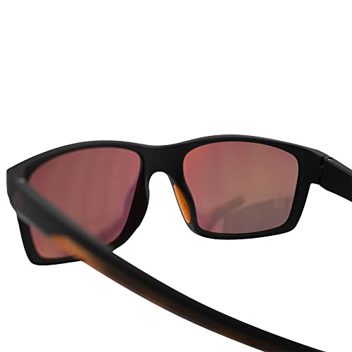Alpha Omega AO4 Wraparound Sports Motorcycle Sunglasses Riding Glasses for Men or Women Black Frame w/Orange Mirror Lens