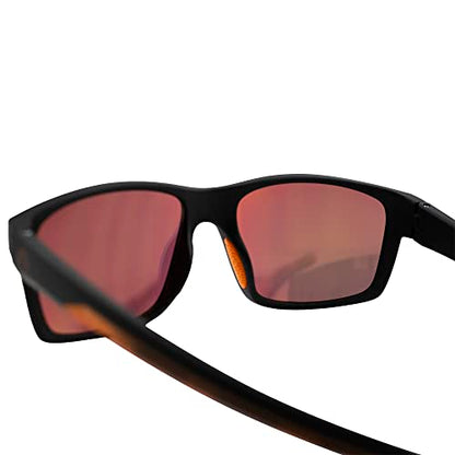 Alpha Omega AO4 Wraparound Sports Motorcycle Sunglasses Riding Glasses for Men or Women Black Frame w/Orange Mirror Lens