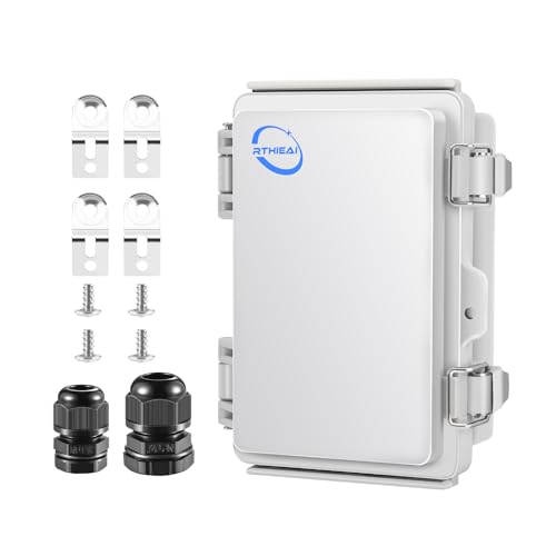 RTHIEAI Waterproof Outdoor IP67 Junction Box (5.9"x3.9"x2.8") with Mounting Plate, Hinged Grey Cover and Wall Brackets - Weatherproof ABS Plastic Electrical Enclosure for DIY Projects (150x100x70mm) - color: Grey Cover, size: 5.9"x3.9"x2.8"