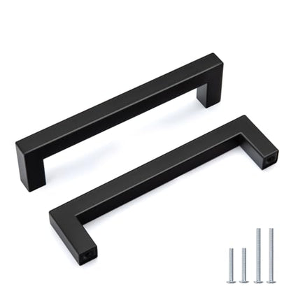 Goldenwarm Black Cabinet Pulls 5 Pack 5" Hole Center(128mm) Matte Black Cabinet Handles Stainless Steel Drawer Pulls Cabinet Hardware for Kitchen Bathroom Cupboard - color: Matte Black, size: 5 Inch Hole Center