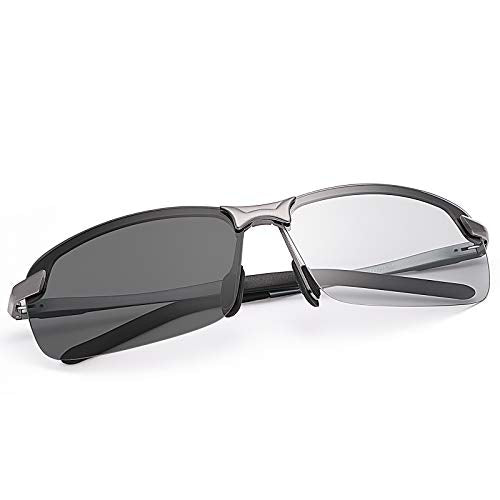 YIMI Men Photochromic Polarized Sports Sunglasses Cycling Fishing Driving Glasses UV Protection Eyeglasses Anti Glare Eyewear - color: 3043 Gun Color