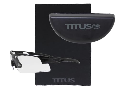 TITUS G20 All Sport Safety Glasses Shooting Eyewear Motorcycle Protection ANSI Z87+ Compliant - color: Black Frame - Clear Lens - With Fitted Hard Case