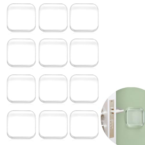 Door Stopper Clear Rubber Door Stops Wall Protector, Transparent Self Adhesive Door Handle Knob Wall Shield Bumper Guard for Bathroom,Kitchen, Tables, Wall Fridge Cabinet Headboard 12 Pack (Clear) - color: Clear