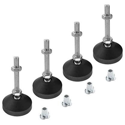 Luomorgo 4 Pcs M8 Leveling Feet with T-Nut, Anti Skid Threaded Rubber Feet, Adjustable Swivel Levelers for Furniture Feet, Heavy Duty Appliance Feet for Mechanical Equipment (D50 x M8 x H80) - size: D50 X M8 X H80
