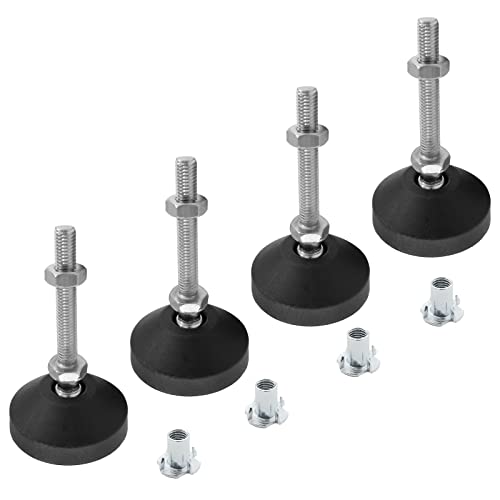 Luomorgo 4 Pcs M8 Leveling Feet with T-Nut, Anti Skid Threaded Rubber Feet, Adjustable Swivel Levelers for Furniture Feet, Heavy Duty Appliance Feet for Mechanical Equipment (D50 x M8 x H100) - size: D50 x M8 x H100