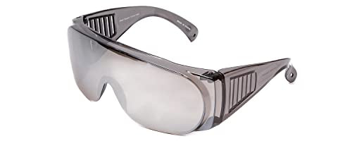 Calabria Fit Over Safety Glasses | Polarized Sunglasses Over Glasses | Wrap Around Anti-Fog | Scratch Resistant | Unisex - color: Silver