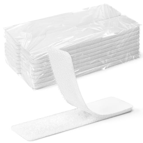 Art3d 16 Sets Hook and Loop Tape Sticky Back,1 in.x 4 in. Double-Sided Command Adhesive Strip Heavy Duty, White - color: White, size: 4 x 1 Inch (Pack of 16)