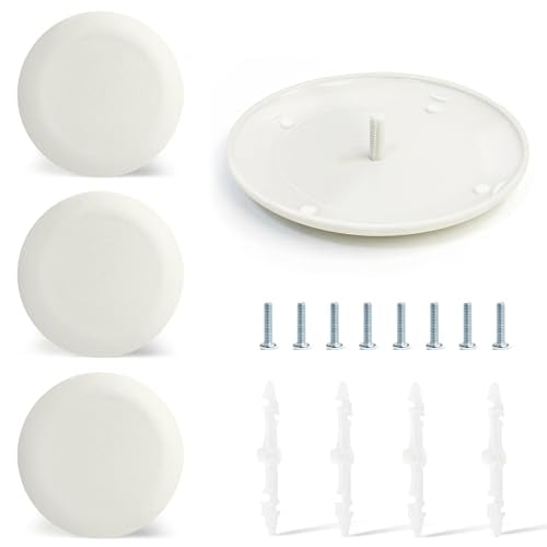 Round Ceiling Hole Cover Plate - 5.38 Inch White Ceiling Blank Wall Hole Plate Cover for 3-1/2" or 4" Round/Octagonal Electrical Box Holes or Fixture Boxes (4 Pack)