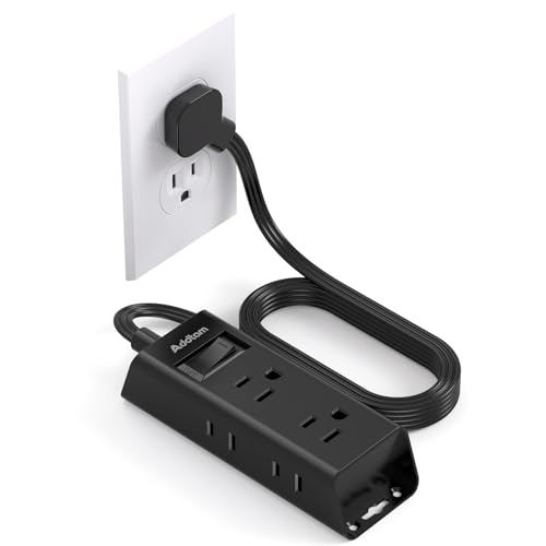Cruise Essentials - Flat Plug Power Strip, Addtam 5 ft Ultra Flat Extension Cord with 6 Outlets Extender, No Surge Protector for Cruise Ship, Travel, Dorm, Home Office,Black - color: Black, size: 5 Ft