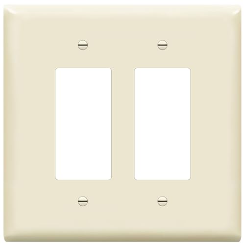 ENERLITES Double Decorator Switch Cover, Two Gang Outlet Wall Plate, Gloss Finish, Oversized 2-Gang 5.50" x 5.50", Unbreakable Polycarbonate Thermoplastic, UL Listed, 8832O-LA, Light Almond - color: Light Almond, size: Oversize