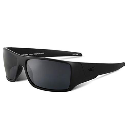 KastKing Iditarod Polarized Sport Sunglasses,PuriVex Protective Lens Coating Fishing Sunglasses For Driving Cycling Running - color: A: Matte Black Frame, Smoke Lens