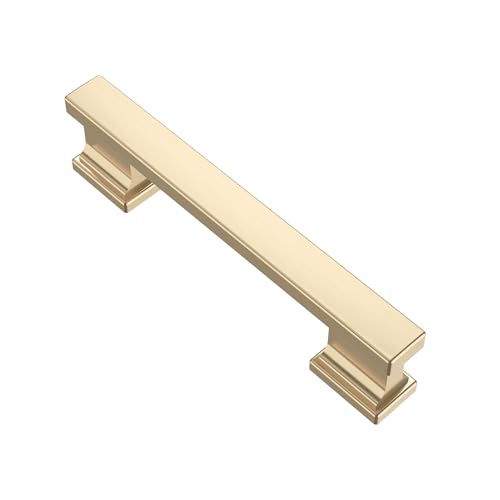Alzassbg 10 Pack Brushed Brass Cabinet Pulls, 3-3/4 Inch(96mm) Hole Centers Gold Kitchen Cabinet Handles for Cabinets and Drawers AL3061BB - color: Brushed Brass, size: 3-3/4" Hole Center