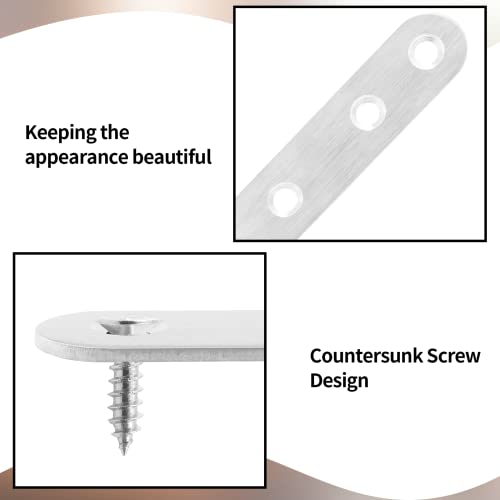 Jiozermi 12 Pcs Straight Brace, Flat Brace 3” x 0.7”, Stainless Steel Straight Bracket, Mending Joining Plates for Wood, Board, Bed Frame, Furniture & Shelves, Silver - size: Silver, 3” x 0.7”, 12 Pcs