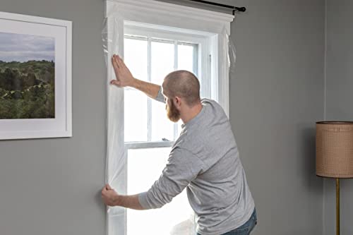 Duck Brand Window Insulation Kit - Winter Seal Kit Fits up to 10 Windows - Rolled Shrink Film Cuts to Size for Easy Indoor Installation - Tape Included - 62 in. by 420 in.- Clear - size: 10 windows