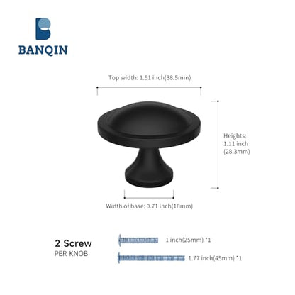 10 Pack Cabinet Knobs Black Round Mushroom Hardware Cabinet Knob for Dresser Drawer Diameter 1-1/2 Inch - color: Black