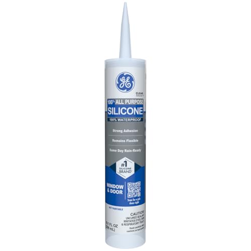 GE All Purpose Silicone Caulk, Clear, 10 fl oz Cartridge, 1 Pack - 100% Waterproof Silicone Sealant, Stronger Adhesion, Freeze & Sun Proof - color: Clear, style: 1 Pack