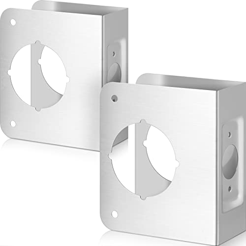 Lock and Door Reinforcement Plate 1-3/4-Inch Thick by 2-3/8-Inch Backset 2-1/8-Inch Bore Doors Reinforce Repair Stainless Steel Home Security Plate Add Security to Your Home(2 Pcs) - color: Silver