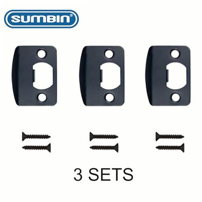 Replacement Products Strike Plate Full Lip, 2-1/4" x 1-5/8" for Knob or Latch, 1/4" Thick, Black 3 PCS - color: D-Black finish 3pcs