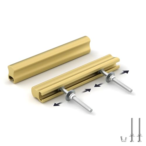 Goldenwarm 6 Pack 1" to 4"(25-102 mm) Hole Distance Gold Adjustable Drawer Pulls Gold Cabinet Handles for Kitchen Hardware - color: Matte Gold, size: 1 in to 4 in (25-102 mm)