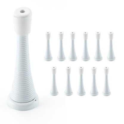 HOME MASTER HARDWARE 12 Pack Spring Door Stops, 3 Inch Wall Mounted Spring Doorstop, with Rubber Bumper, White - color: ‎White