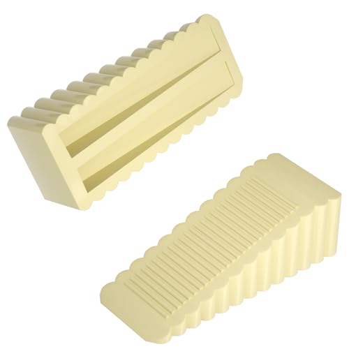 HOMOTEK 2 Pack Wedge Rubber Door Stops - Non-Slip Stoppers for Door Gaps 5-23mm, Wall & Floor Protector for Bottom of Door, Light Yellow - color: Light Yellow, size: 2-Wedge Rubber Door Stop