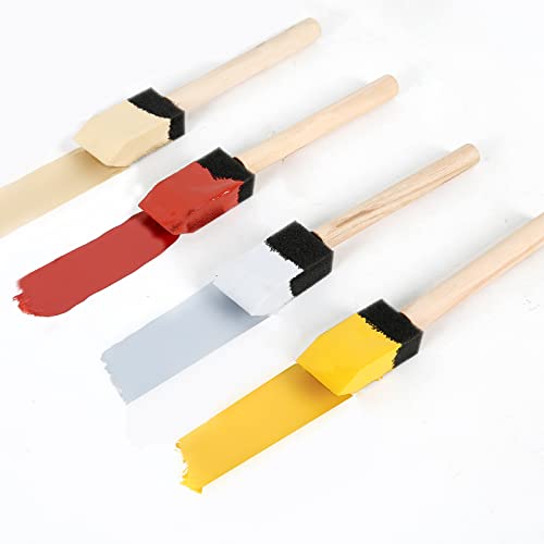 Mister Rui Poly Foam Paint Brushes 50 Pack, Sponge Paint Brushes, Mini Foam Brushes 1 Inch Wood Handle for Painting and Cleaning - color: Foam Brush Set | Pack of 50