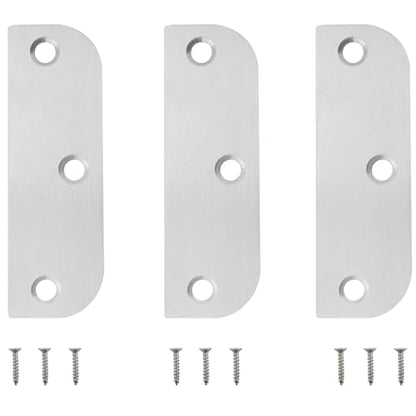 CHENJIN 3PCS Stainless Steel Door Hinge Filler Plate 3.5 inch Silver with 9 Screws Hole Cover Blank Hinge Spacer
