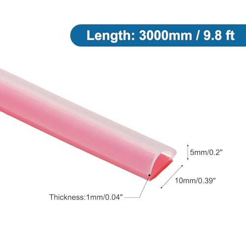 PATIKIL Silicone Weather Stripping Door Seal, 9.8 ft D Shape Weather Stripping Self Adhesive Door Seal Strip for Door Frame, Window Sealing, Large Gap, 25/64" Wx5/128 Tx1/5 H, Clear/Red - size: 9.8 ft Long, 25/64"Wx5/128"Tx1/5"H