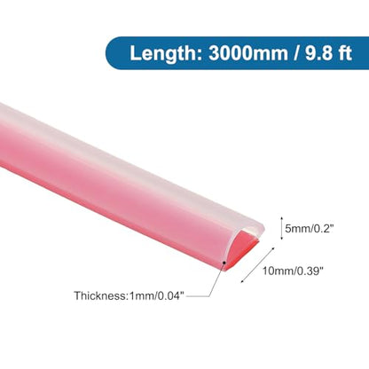 PATIKIL Silicone Weather Stripping Door Seal, 9.8 ft D Shape Weather Stripping Self Adhesive Door Seal Strip for Door Frame, Window Sealing, Large Gap, 25/64" Wx5/128 Tx1/5 H, Clear/Red - size: 9.8 ft Long, 25/64"Wx5/128"Tx1/5"H