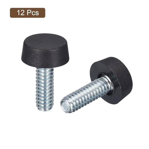 uxcell Adjustable Furniture Feet, 12Pcs 1/4"-20 UNC Thread - Furniture Leveling Leg Screw in Threaded for Table, Chairs, Sofa, Wardrobe (Black)