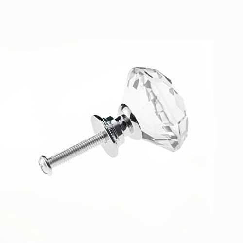 YourGift 25 Pack Drawer Knobs Diamond Shaped Crystal Glass 30mm Cabinet Knobs Pull Handles (30 mm, 25 Pack, Silver) - color: Silver, size: 30 mm, 25 Pack