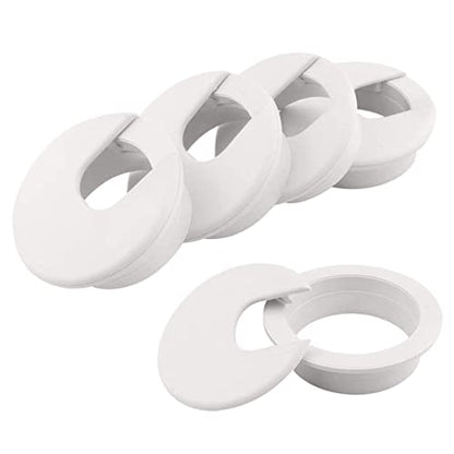 Desk Grommet 2 Inch, Plastic Wire Organizers, Computer Cable Hole Cover Plug Cap Insert (White, 5) - color: White, size: 5