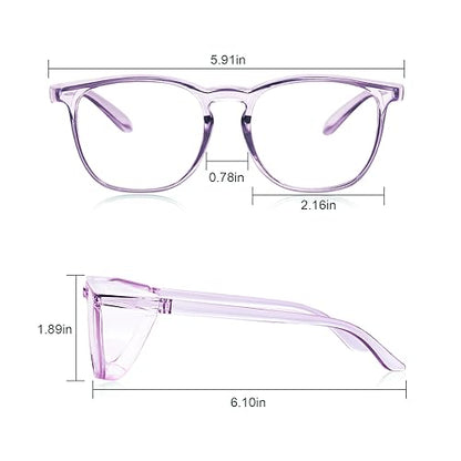 Stylish Safety Glasses Goggles for Women Girls Anti-fog Glasses Protective Eyewear Clear Glasses - color: Purple