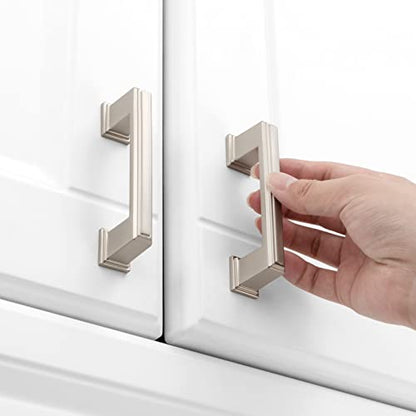KOOFIZO Brushed Nickel Cabinet Pulls Nickel Cabinet Handles, 10 Pack 3 Inch Brushed Nickel Hardware for Kitchen Cabinets Drawer Dresser P02 Cupboard Bedroom Bathroom - color: Brushed Nickel, size: 3" CC - 10Pcs