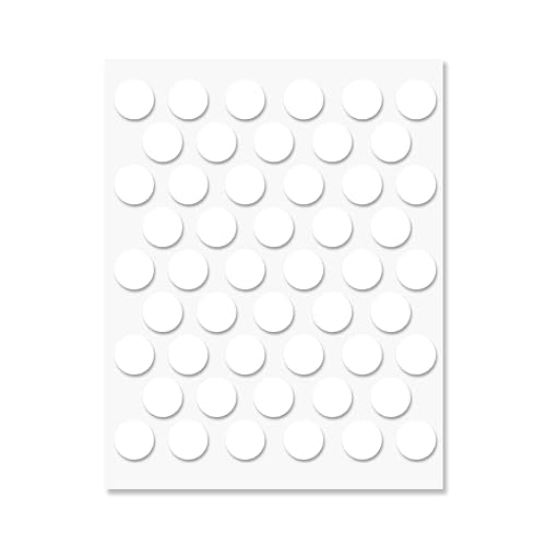 White Self-Adhesive Screw Hole Stickers - 50 pcs. 0.55 inch / 14 mm Peel Stick Dust Proof Tape, Water Resistance PVC Caps for Wood Cabinets, Furniture, Drawer, Wardrobe, Kitchen, Table - color: White, size: 0.55 inch - 14 mm