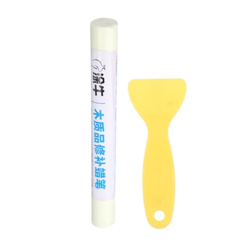 Generic Wood Filler Sticks Wood Furniture Scratch Repair Filler Sticks Furniture Touch Up Markers with Yellow Scraper for Wood Holes Wood Floor Table Door Cabinet, Cream White - color: Cream White