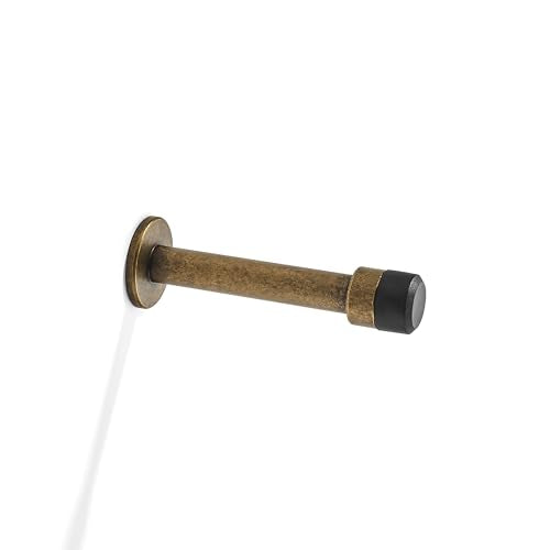 Khtumeware 3" Antique Brass Premium Door Stoppers,Metal Solid Rigid Door Stop 2 Pack, Sound Dampening Door Stop Bumper Wall Protetor - color: Antique Brass